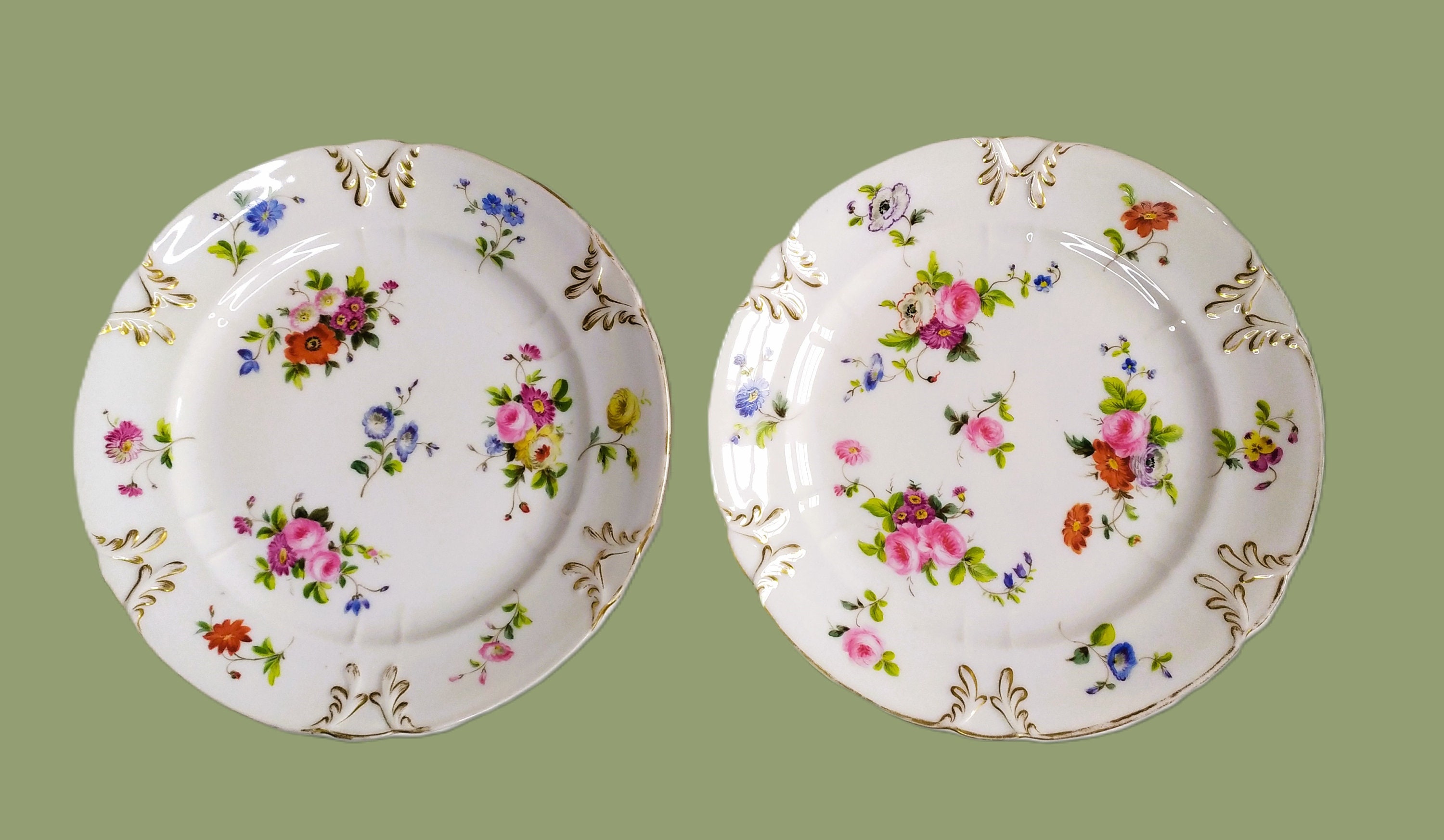 アンティーク パリ製磁器皿、手描き花柄装飾、1900年頃 - Etsy 日本