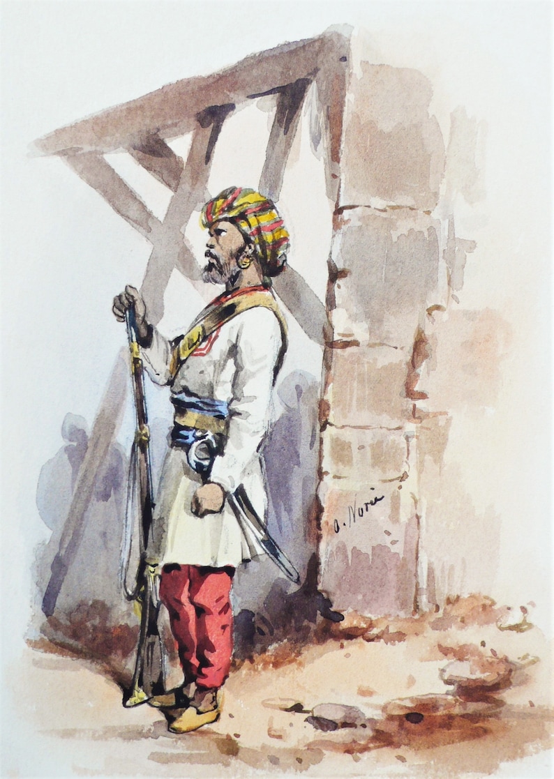 Indian Soldier of the British Army Watercolor Painting by | Etsy