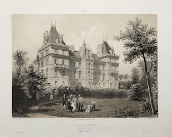 Französische Burg Tresse Pouance Maine et Loire 19th Century Lithographie von Bachelier und Ciceri nach Baron de Wismes Antique Print