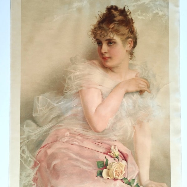 La Reine des Roses Chromolithographie Art Nouveau