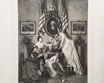 Washington's Birthday Photogravure Print, 1879 Historical Art