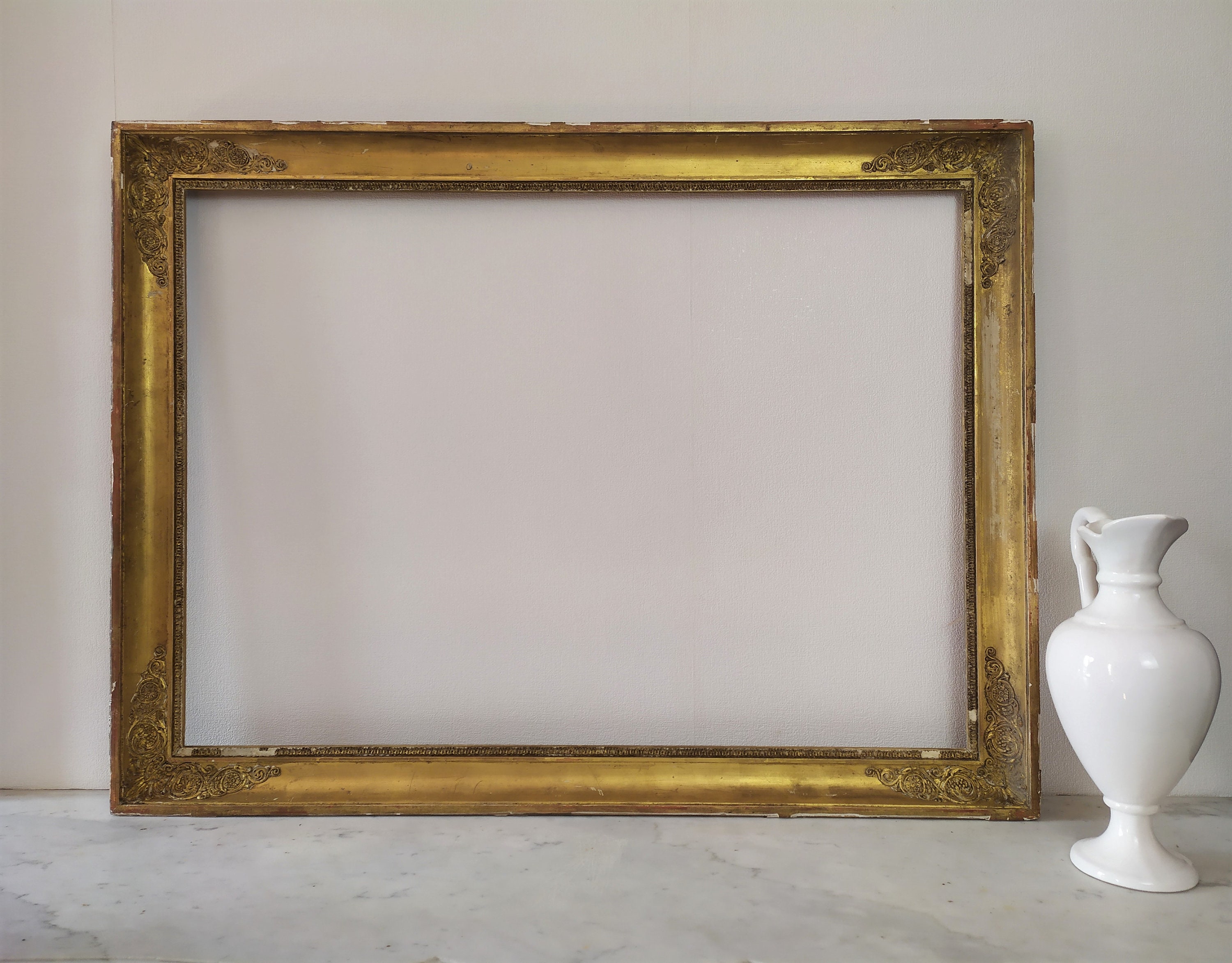 Cadre Doré de Style Empire Pour La Peinture, Bois Sculpté Du 19Ème Siècle Français Antiquités