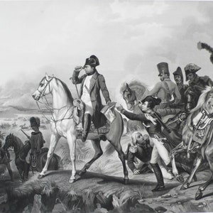 Etching Napoleon Bonaparte Horse Battle of Wagram Engraving after French Oil Painting Military