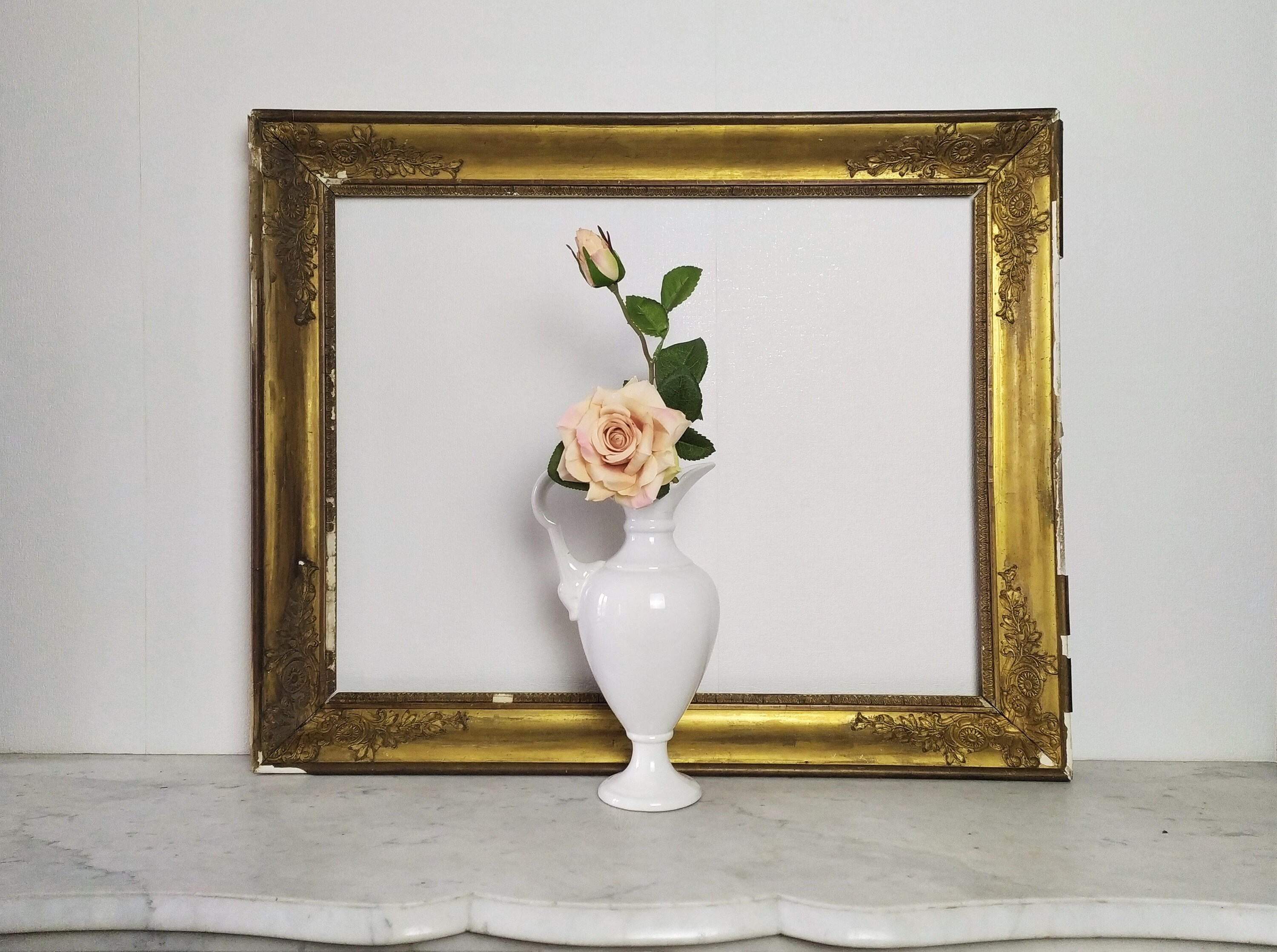 Cadre Doré Pour La Peinture, Style Empire 19Ème Siècle Bois Sculpté Français Antiquités