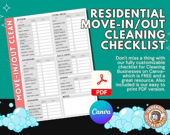 Professional Cleaning Move-In/Move-Out Checklist for Cleaning Companies, Property Managers, Realtors and Home Owners