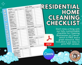Professional Residential Home Cleaning Checklist for Cleaning Companies and Home Owners