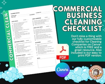 Professional Commercial Business Cleaning Checklist for Cleaning Companies, Business Owners and Stores