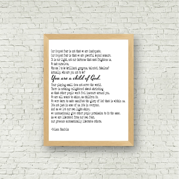 Our Greatest Fear Quote - 11x14 Typewriter Print