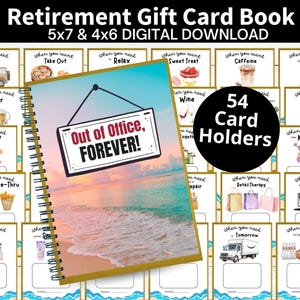 Livre avec porte-cartes cadeau retraite à imprimer, cadeau de groupe de collègues, cadeau de retraite au bureau