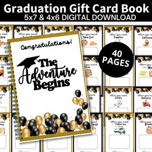 Libro dei buoni regalo di laurea stampabile, regalo kit di sopravvivenza per il college, pacco di assistenza per studenti universitari, libro dei buoni regalo di laurea per il liceo
