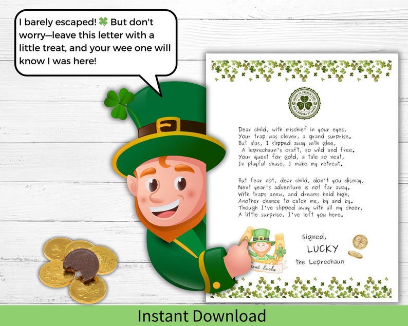 Letter From Leprechaun Trap Note Printable St Paddy's Day Activity for ...