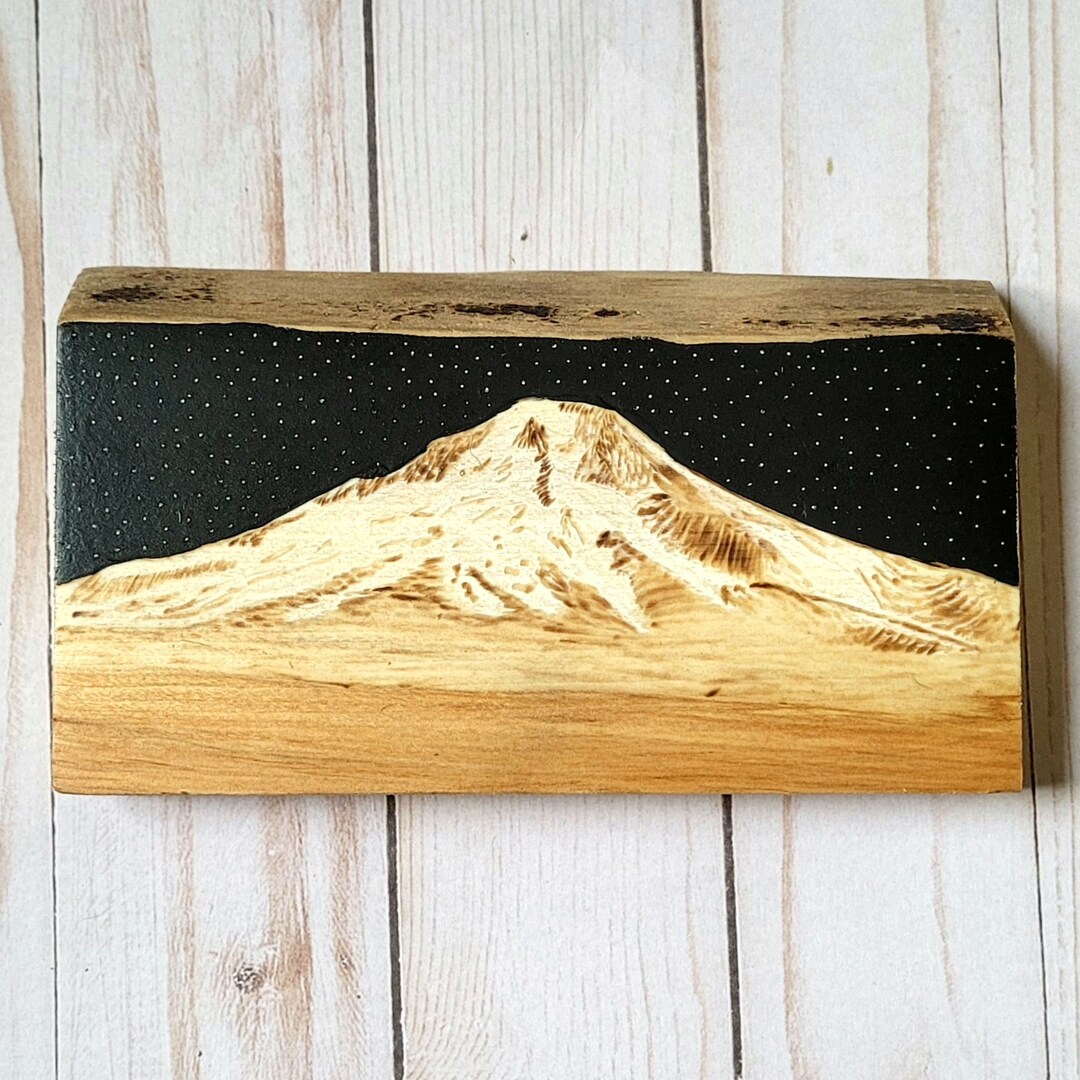 Mt Hood Wood Burning Art, Mountain Wood Art, Oregon Landscape Art, PNW
