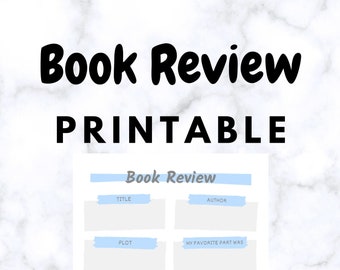 Book Review Printable Worksheet | Blue | Instant Download