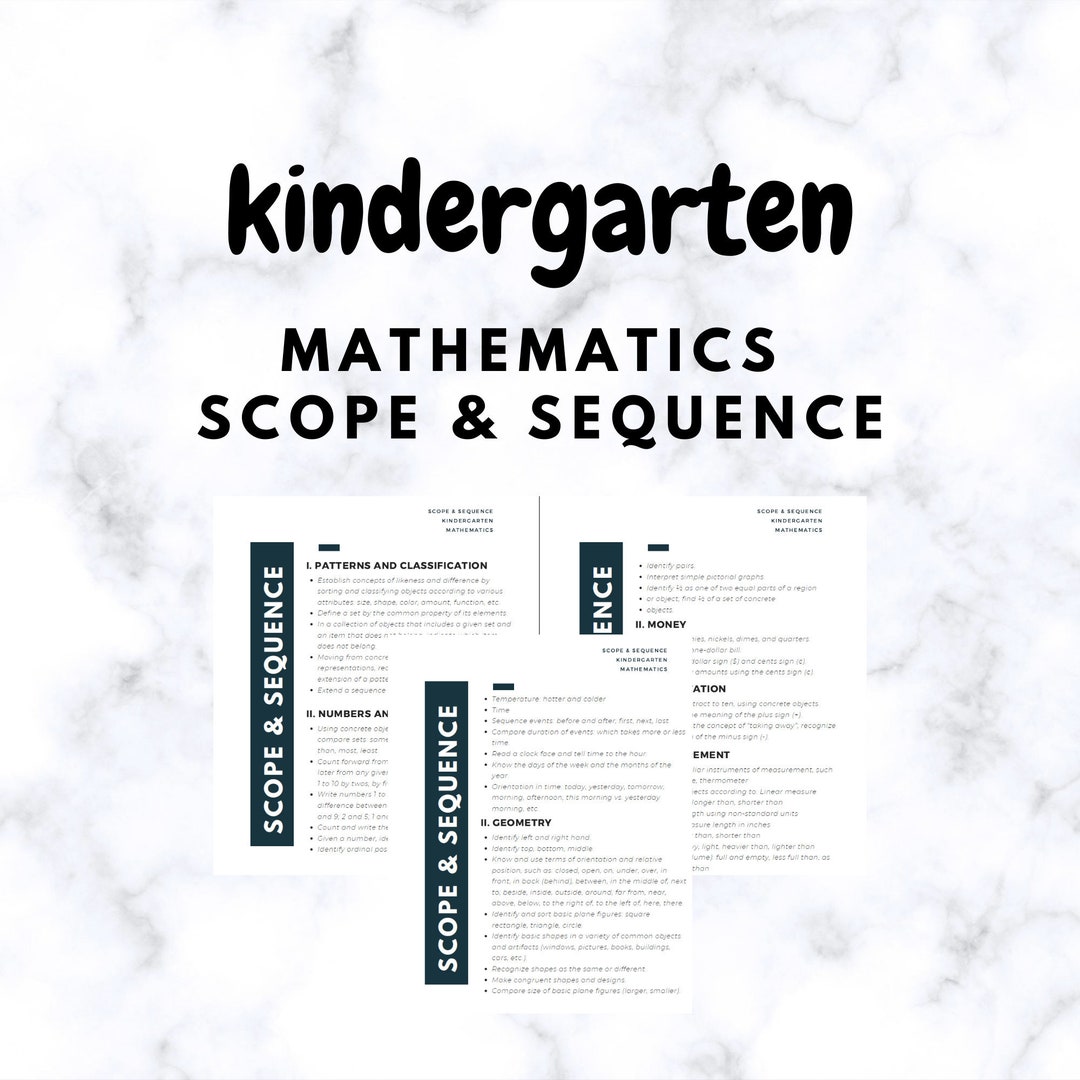 Homeschool Kindergarten Mathematics Curriculum Scope and Sequence