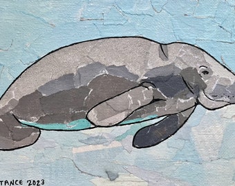 Manatee Mini Collage (made from recycled magazines