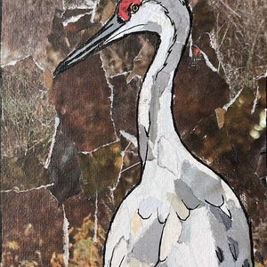 Sandhill Crane Mini Collage (made from recycled magazines)