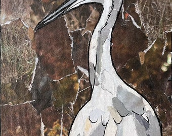Sandhill Crane Mini Collage (made from recycled magazines)