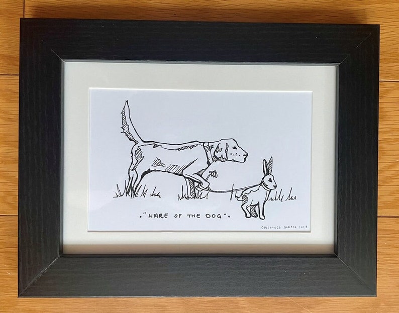 Dog Chasing Rabbit Drawing Hare of the Dog - Etsy