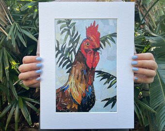Rooster Collage Print