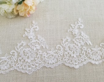 Width 49.21 inches wedding lace fabric,flowers embroidered lace,floral lace trim,scalloped trim lace for DIY dress,125CM 1-168