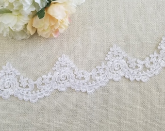 Width 49.21 inches wedding lace fabric,flowers embroidered lace,floral lace trim,scalloped trim lace for DIY dress,125CM 1-168