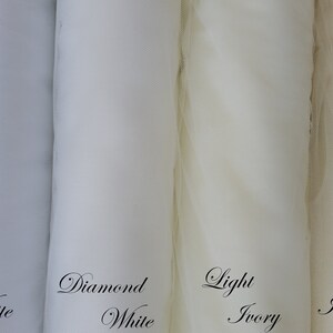 By the yard 54" wide bridal illusion tulle for wedding veils, bridal wear, tutus, white, ivory, blush, champagne image 3