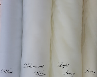 By the yard 72" wide bridal illusion tulle for wedding veils, bridal wear, tutus, white, ivory