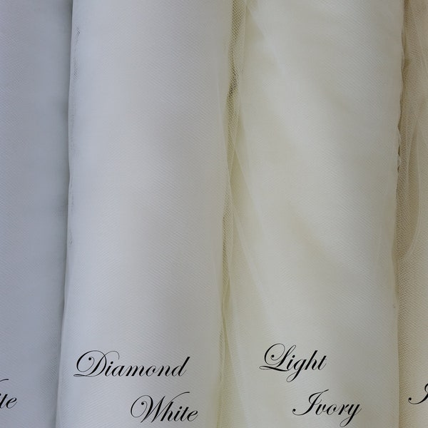 By the yard 72" wide bridal illusion tulle for wedding veils, bridal wear, tutus, white, ivory