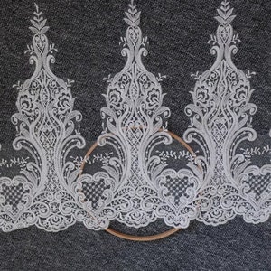 By Yard Alencon Lace Trim, Floral Alencon Lace, Bridal Wedding Veil Lace Trimming, white or light ivory trim