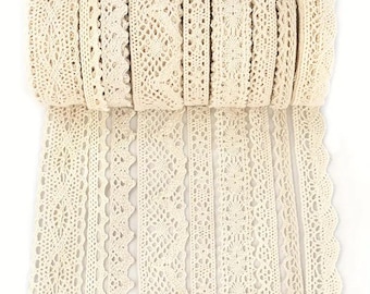 5 Yards 1/2" to 1" Cotton Lace Trim I Cream narrow lace trim I boho trim, Bridal Lace Trim, Sell By Yard