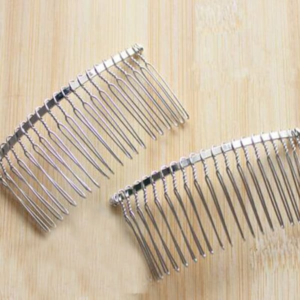 6 pieces gold or silver colored hair combs for accessories or bridal veil, 3 inches wide