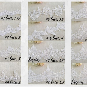Sample lace, lace by the yard, bridal lace, lace trim, sequin lace