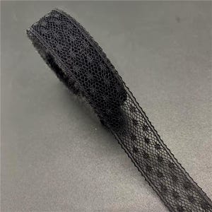 10 yards of 3/4 Inch Black Polka Dot Polyester Lace Trim, For scrapbooking, DIY projects
