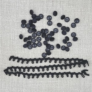 Black Buttons I 50 buttons and button hoops I prom, wedding, quinceanera or formal dress I bustle buttons