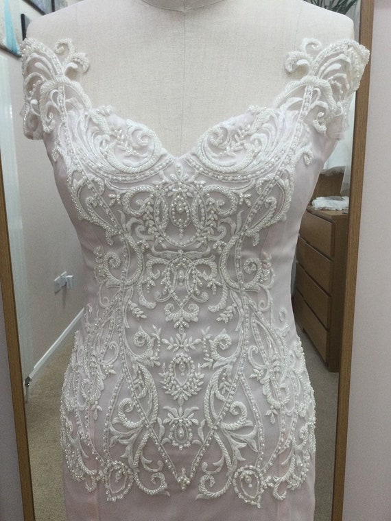 Heavily Beaded Lace Applique Bodice Applique Trims Etsy