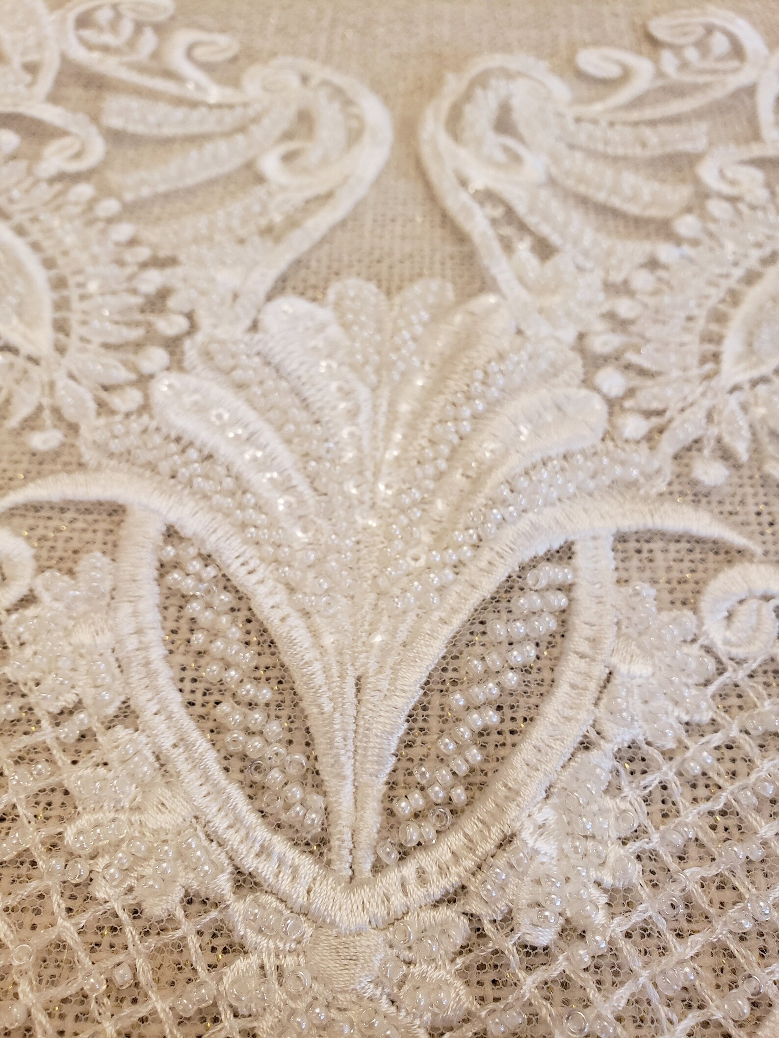 Heavily Beaded Lace Applique Bodice Applique Trims Etsy