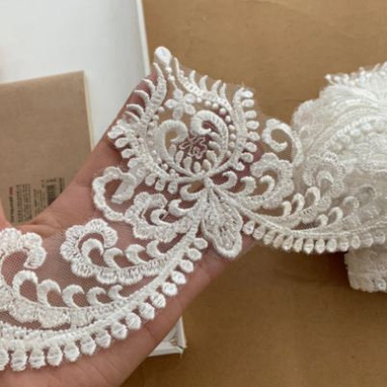 NEW - Ivory Blossom Sequin and Bead Trim main image 1