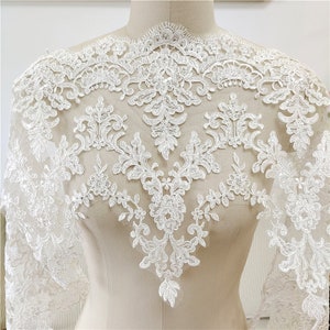 By Yard Alencon Lace Trim, 13" trim, dress hem, Floral Alencon Lace, Bridal Wedding Veil Lace Trimming, light ivory trim