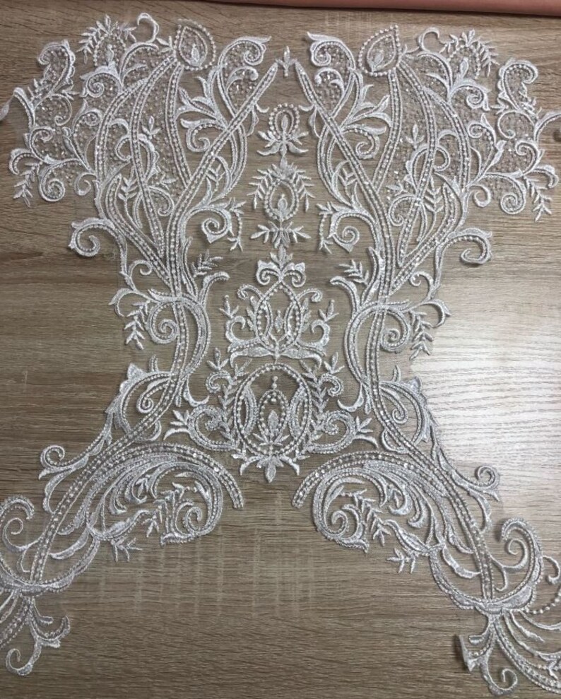 Heavily beaded Lace Applique bodice applique Trims Etsy