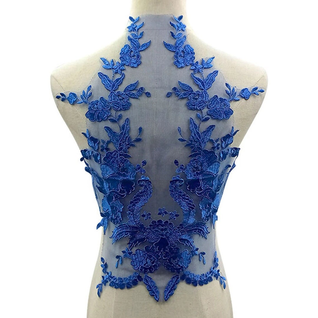 Royal Blue Lace Applique Bodice Applique Trims Embroidery Etsy