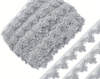 5 or 10 Yards Silver Metallic Lace Trim, 3/4" Wide Decorative Lace for Costumes, Dresses, Wedding Decor, Crafts, Christmas