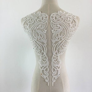 Bodice Applique Lace Trim, Light Ivory or black Embroidery for DIY Craft & Sewing Dresses