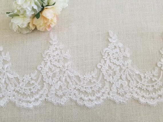 Encaje nupcial applique floral Corded boda adornos de Marfil