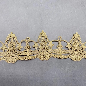 Gold Metallic Lace Trim – 2 or 5 yards, Decorative Embroidered Lace for Costumes, Dresses, Wedding Decor, and Crafts