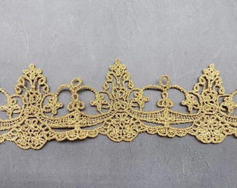 Gold Metallic Lace Trim – 2 or 5 yards, Decorative Embroidered Lace for Costumes, Dresses, Wedding Decor, and Crafts