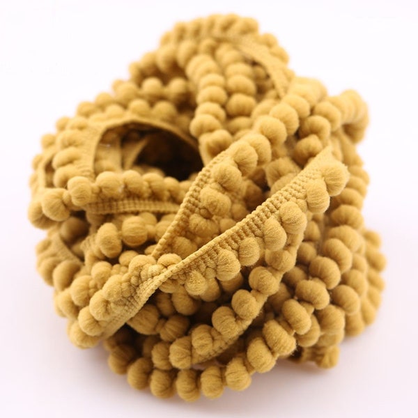 Goldenrod colored pom pom trim, 1 cm, 1/2 inch wide, sold by the yard