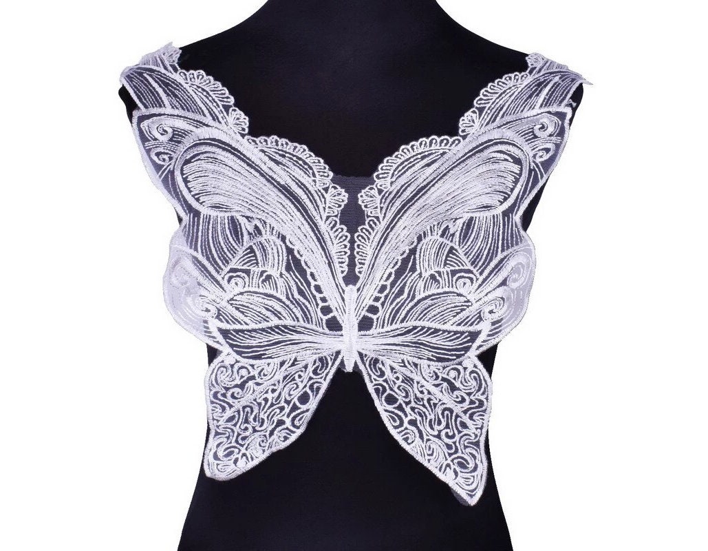 XUNHUI White 3D Lace Butterfly Appliques Patches for Clothing DIY Dress  Sewing Embroidery Appliques Decoration Patch 10 Pieces