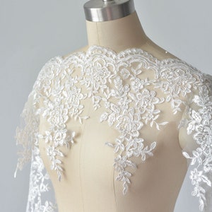By Yard Alencon Lace Trim, Floral Alencon Lace, Bridal Wedding Veil Lace Trimming, white or light ivory trim, black trim