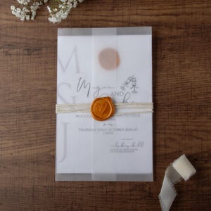 Personalised Wedding Invitation Suite | Wax Seal Stamp | Elegant Wedding Invite | Handmade Invitations