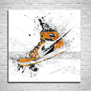 CANVAS PRINT Orange Sneaker Wall Art Contemporary Canvas Wall Art SNK-AJ04